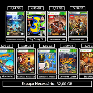 combo de 9 jogos infantis transferência de licença xbox 360 digital