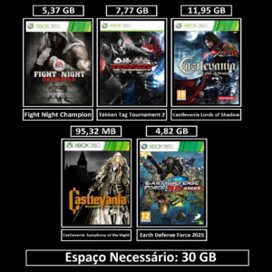 pacote de 5 jogos transferência de licença xbox 360 digital
