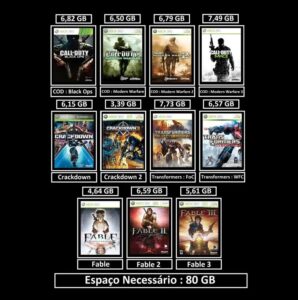 pacote de 11 jogos transferência de licença xbox 360 digital
