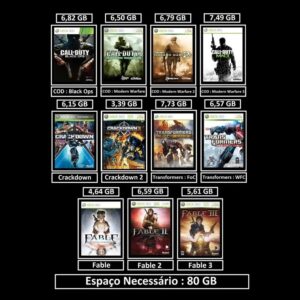 pacote de 11 jogos transferência de licença xbox 360 digital