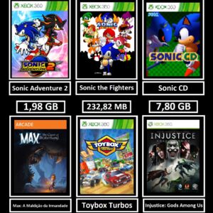 pacote sonic + 3 jogos transferência de licença xbox 360 digital