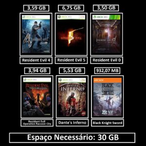 pacote resident evil + 2 jogos transferência de licença xbox 360 digital