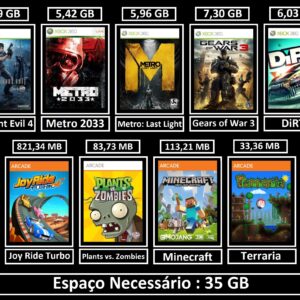 pacote de 9 jogos transferência de licença xbox 360 digital