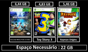 Inicial toy story 3 + disney epic mickey + rayman origins transferência de licença xbox 360 digital