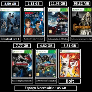 pacote de 7 jogos transferência de licença xbox 360 digital